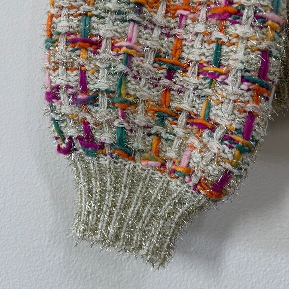 March New York Sweater Womens Large Multi Gold‎ Metallic Basketweave Knit Party - Picture 6 of 9
